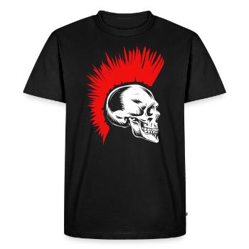 Punker tête de mort os iroquois coiffeur rocker - T-shirt Premium bio Homme - noir - Devant - Nico (187cm)