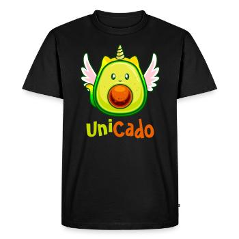Unicado Funny Unicorn Avocado Design Vegan - Men's Premium Organic T-Shirt - black - Front - Nico (187cm)