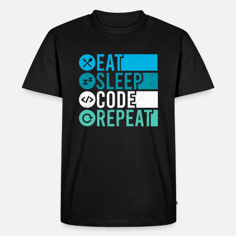 Eat Sleep Code Repeat Programmeur - T-shirt Premium bio Homme - noir