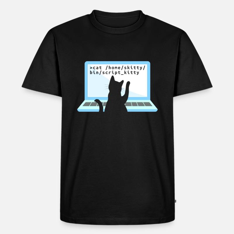 Katze als Programmierer Coder Katzenbesitzer - Männer Premium Bio T-Shirt - Schwarz