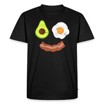 Brunch Breakfast Bacon Egg Avocado Fried Egg - Men's Premium Organic T-Shirt - black - Front - Nico (187cm)