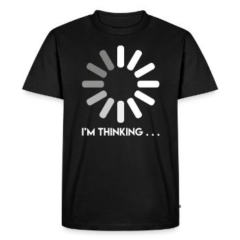 Programmer joke I think after Coder - Men's Premium Organic T-Shirt - black - Front - Nico (187cm)