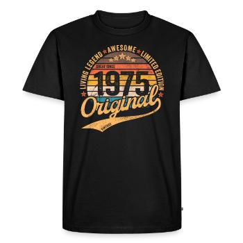 1975 Anniversaire vintage rétro né en 1975 - T-shirt Premium bio Homme - noir - Devant - Nico (187cm)