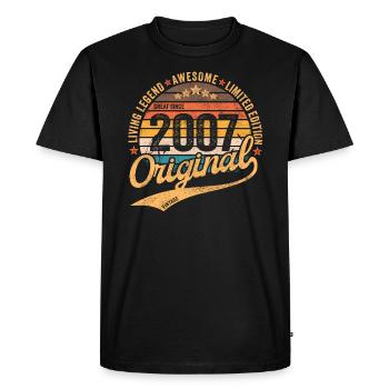 2007 Anniversaire rétro-vintage né en 2007 - T-shirt Premium bio Homme - noir - Devant - Nico (187cm)