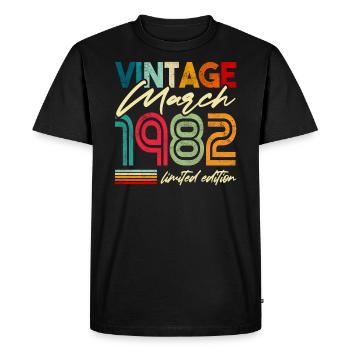 Retro Vintage born 1982 Birthday March 1982 - Men's Premium Organic T-Shirt - black - Front - Nico (187cm)