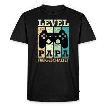 Level Father 2022 Unlocking Dad - Men's Premium Organic T-Shirt - black - Front - Nico (187cm)