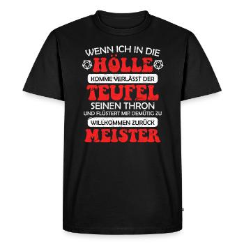 Funny Devil Saying Satan Hell - Men's Premium Organic T-Shirt - black - Front - Nico (187cm)