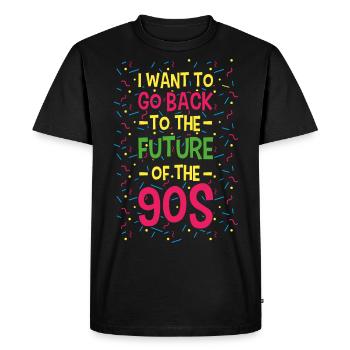 90s 90 I want to go back to the future of the 90s. - Men's Premium Organic T-Shirt - black - Front - Nico (187cm)