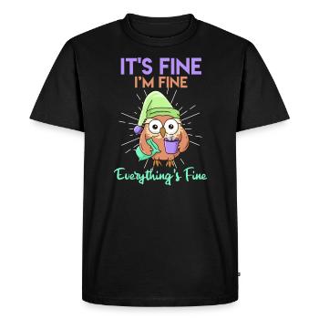 Hibou du café C’est bien je suis fin Tout est fin - T-shirt Premium bio Homme - noir - Devant - Nico (187cm)