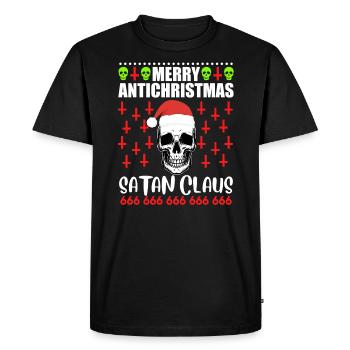 Weihnachten Totenkopf Merry Antichristmas - Männer Premium Bio T-Shirt - Schwarz - Vorne - Nico (187cm)