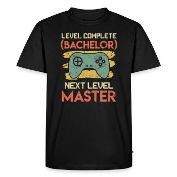 Bachelor Level complete next Level Master - Men's Premium Organic T-Shirt - black - Front - Nico (187cm)