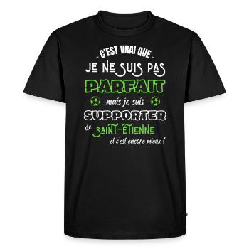 Humour Parfait supporter Stéphanois maillot foot - T-shirt Premium bio Homme - noir - Devant - Nico (187cm)