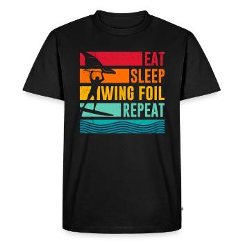 Wing Surf Eat Sleep Wing Foil Répéter Wing Surfer - T-shirt Premium bio Homme - noir - Devant - Nico (187cm)