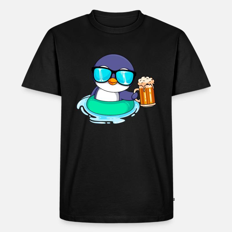 Sommer Pinguin Bier Biertrinker Männer - Männer Premium Bio T-Shirt - Schwarz
