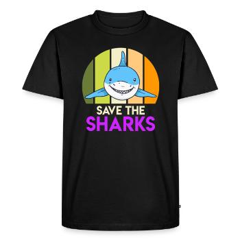 Save the Sharks Shark Protection Shark - Men's Premium Organic T-Shirt - black - Front - Nico (187cm)
