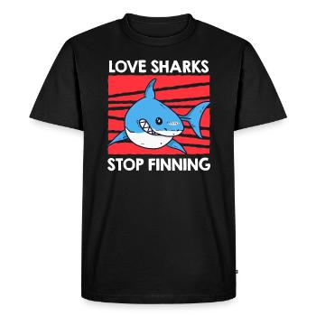 Chers requins Arrêtez d’utiliser les nageoires Sauvez les requins - T-shirt Premium bio Homme - noir - Devant - Nico (187cm)