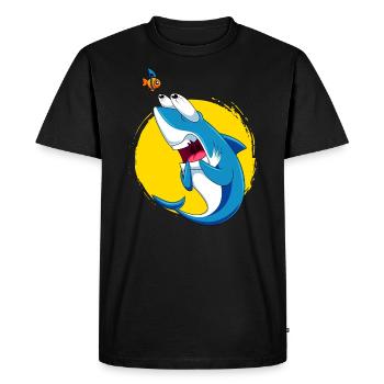 Requin avec peur des requins Requin peur drôle de requin - T-shirt Premium bio Homme - noir - Devant - Nico (187cm)
