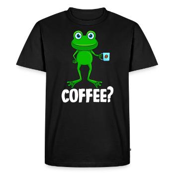 Funny frog with coffee mug coffee espresso - Men's Premium Organic T-Shirt - black - Front - Nico (187cm)