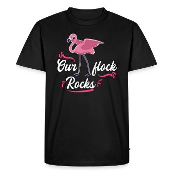 Notre troupeau berce Pink Flamingo Celebrations - T-shirt Premium bio Homme - noir - Devant - Nico (187cm)