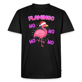 Flamant rose Ho ho ho Noël Nicholas Hiver - T-shirt Premium bio Homme - noir - Devant - Nico (187cm)