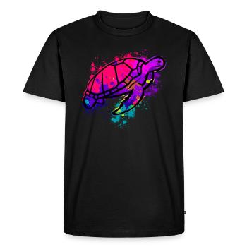 Modern Art Turtle Diver - Men's Premium Organic T-Shirt - black - Front - Nico (187cm)
