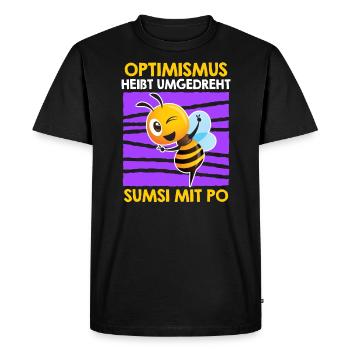 L’optimisme inversé signifie Sumsi avec les fesses - T-shirt Premium bio Homme - noir - Devant - Nico (187cm)