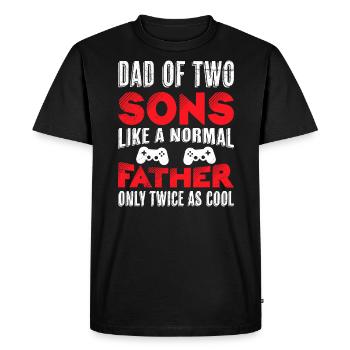 Papa 2 fils 2 enfants - T-shirt Premium bio Homme - noir - Devant - Nico (187cm)