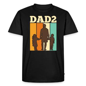 Père 2 Enfants Papa 2 Fils 2 Filles Messieurs - T-shirt Premium bio Homme - noir - Devant - Nico (187cm)