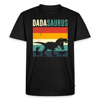 Vintage Papa Saying Dadasaurus Papasururs - Men's Premium Organic T-Shirt - black - Front - Nico (187cm)