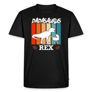 Dadasaurus Rex Father Dad-to-be Dad - Men's Premium Organic T-Shirt - black - Front - Nico (187cm)