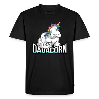Dadacorn Papa Unicorn - Men's Premium Organic T-Shirt - black - Front - Nico (187cm)