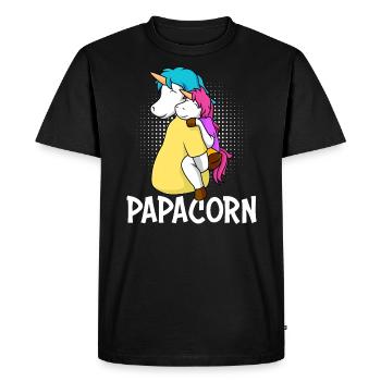 Papacorn Father Unicorn Daughter Papa - Men's Premium Organic T-Shirt - black - Front - Nico (187cm)