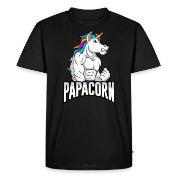 Papacorn Unicorn Father-to-be Dad - Men's Premium Organic T-Shirt - black - Front - Nico (187cm)