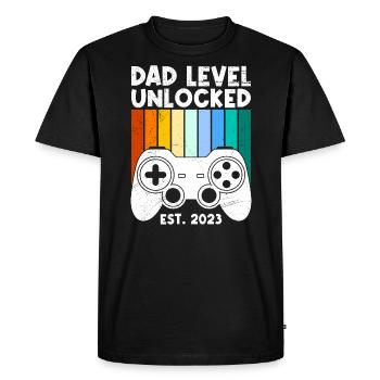 Dad Level unlocked father-to-be 2023 - Men's Premium Organic T-Shirt - black - Front - Nico (187cm)