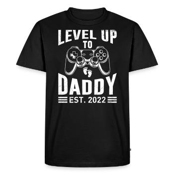 Level up to Daddy 2022 Papa 2022 Father-to-be - Men's Premium Organic T-Shirt - black - Front - Nico (187cm)