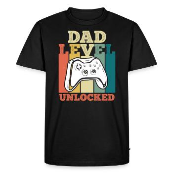 Dad Level unlocked father-to-be Dad 2023 - Men's Premium Organic T-Shirt - black - Front - Nico (187cm)