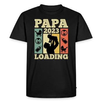 Papa 2023 chargement Papa-à-être 2023 - T-shirt Premium bio Homme - noir - Devant - Nico (187cm)