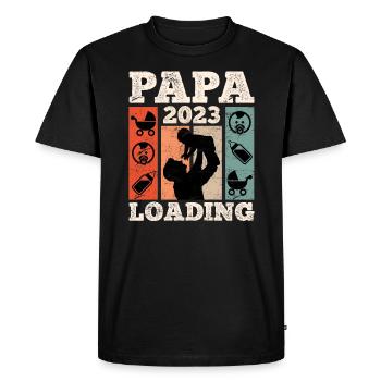Papa 2023 chargement Papa-à-être 2023 - T-shirt Premium bio Homme - noir - Devant - Nico (187cm)