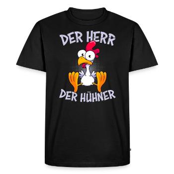 Le Seigneur des Poulets VolailleNeur Poulets - T-shirt Premium bio Homme - noir - Devant - Nico (187cm)