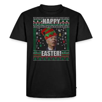 Funny Biden Ugly Christmas Sweater Happy Easter - Men's Premium Organic T-Shirt - black - Front - Nico (187cm)