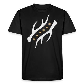 Bois - Pôles avec étoiles - Roebuck à six extrémités - T-shirt Premium bio Homme - noir - Devant - Nico (187cm)