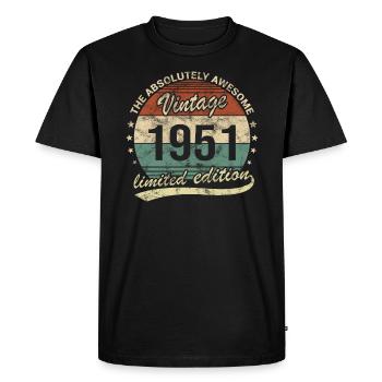 Génial depuis le design d’anniversaire rétro vintage 1951 - T-shirt Premium bio Homme - noir - Devant - Nico (187cm)