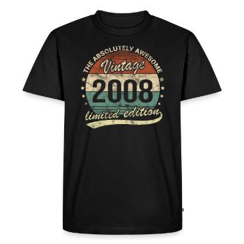 Génial depuis le design d’anniversaire rétro vintage 2008 - T-shirt Premium bio Homme - noir - Devant - Nico (187cm)