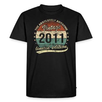 Génial depuis le design d’anniversaire rétro vintage 2011 - T-shirt Premium bio Homme - noir - Devant - Nico (187cm)