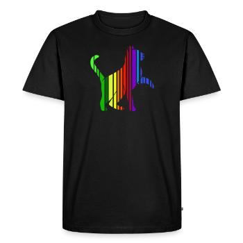 Colorful cat in rainbow stripes cats friend - Men's Premium Organic T-Shirt - black - Front - Nico (187cm)