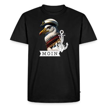 Mouette fraîche, capitaine Coast Sea Sea, disant Moin - T-shirt Premium bio Homme - noir - Devant - Nico (187cm)