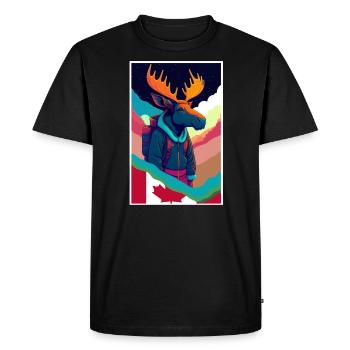 Orignal, Randonnée pédestre, Voyages nature Vacances Canada - T-shirt Premium bio Homme - noir - Devant - Nico (187cm)
