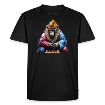 Chimpanzé jouant à l’art des échecs, échecs de singe - T-shirt Premium bio Homme - noir - Devant - Nico (187cm)