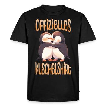 Official Cuddly Shirt Penguins Love Heart Cute - Men's Premium Organic T-Shirt - black - Front - Nico (187cm)