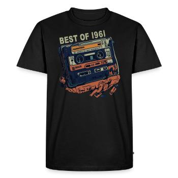 Vintage 1961 1961 Cassette - Vintage since 1961 - Men's Premium Organic T-Shirt - black - Front - Nico (187cm)